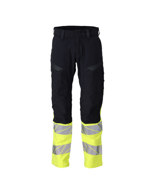 ACCELERATE MULTISAFE Pantalon avec poches genouillères - Marine foncé/Hi-vis jaune