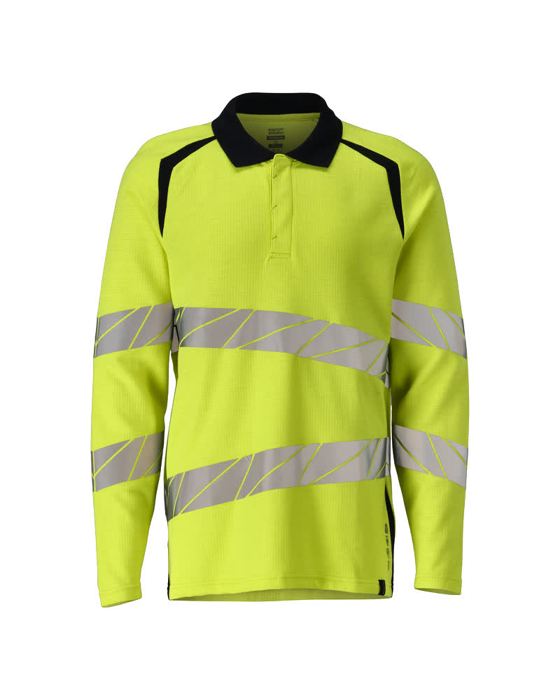 ACCELERATE MULTISAFE Polo, manches longues - Hi-vis Jaune/Marine foncé