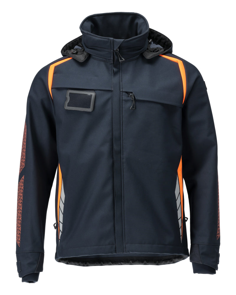 ACCELERATE SAFE Veste Softshell avec capuche - Marine foncé/Hi-vis orange