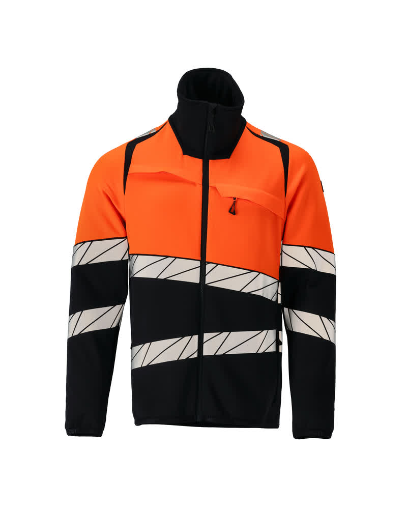 ACCELERATE SAFE Pull polaire zippé - Marine foncé/Hi-vis orange